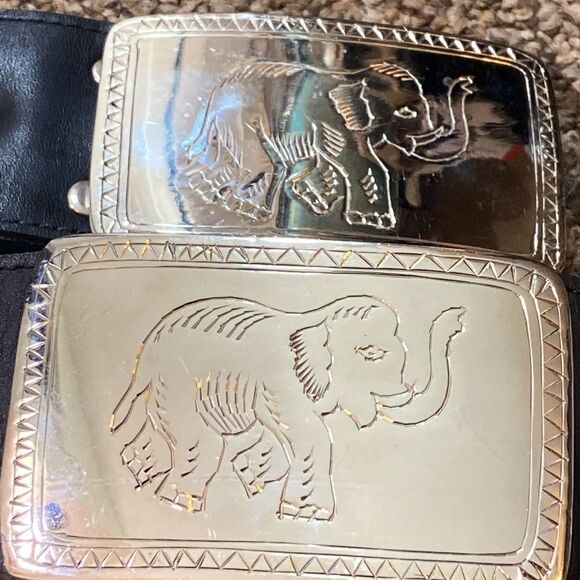 Streets Ahead Concho Black Belt with Tone Silver Elephants Accents Leather - Picture 2 of 16